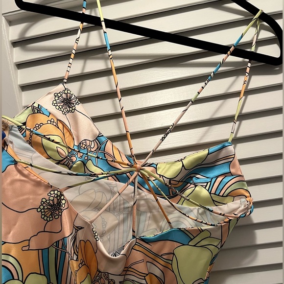 ZARA Satin Effect Print Dress - Size Large - Picture 10 of 10